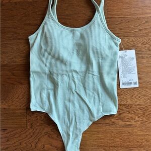 Lululemon Athletica Green Bodysuit with Ribbed Texture